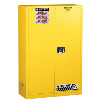 Justrite 894520 Yellow 2-Door 45 Gallon Flammable Safety Cabinet