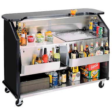 Lakeside 887B Black Laminate Over S/S 63.5" Portable Bar