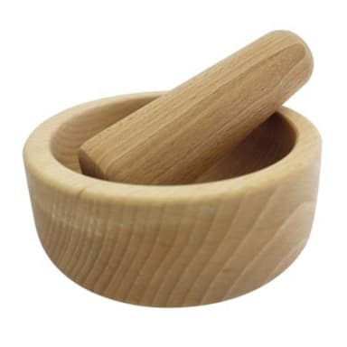 Paderno World Cuisine A4982244 Beechwood 5-3/8" Round Mortar Pestle