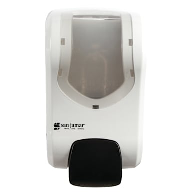 San Jamar SF970WHCL Rely White Manual Soap & Sanitizer Dispenser