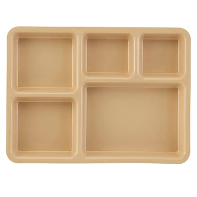 Cambro 1411CP161 Copolymer Tan 5-Comp. Meal Delivery Tray