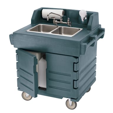 Cambro KSC402191 Camkiosk Granite Gray 2-Comp. Hand Sink Cart