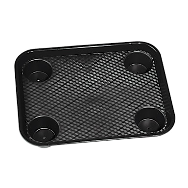 G.E.T. FT-20-BK Black 17" x 14" Quick Serve Tray with 4 Cup Holders