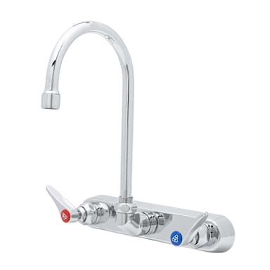 T & S Brass B-1147 8" Center Splash Mount Gooseneck Faucet