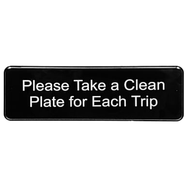 TableCraft 394596 Black 3" x 9" Please Take A Clean Plate Sign