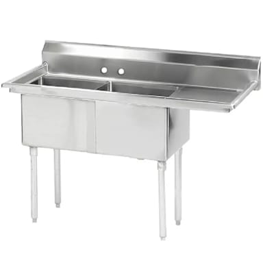 Advance Tabco FE-2-1812-18R-X 2-Bowl Sink with 18" Right Drainboard