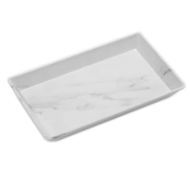 American Metalcraft MWMEL12 White Marble Melamine 12 x 7" Platter