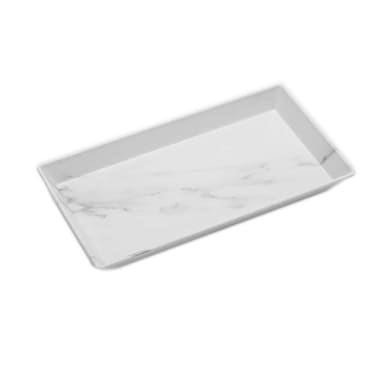 American Metalcraft MWMEL19 White Marble Melamine 14 x 7.5 Platter