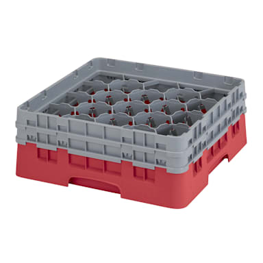 Cambro 20S434163 Red 20-Comp Glass Rack with 2 Extenders