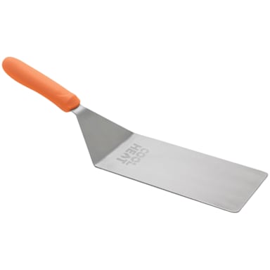 Winco TNH-42 Satin Finish 8" x 4" Turner with Orange Handle