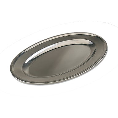 Browne Foodservice 574182 Mirror S/S Oval RE 14" x 9" Serving Platter