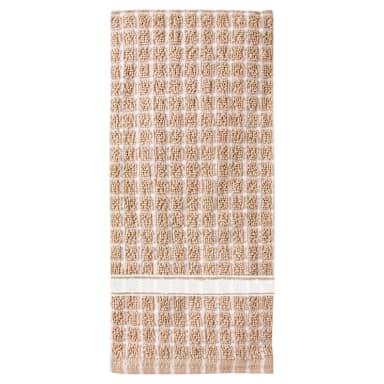 Darling Foodservice Taupe Check/Natural 15 x 24" Dish Towel PK = 12 Each