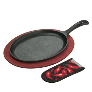 Lodge Manufacturing LFSR3 3 Piece Cast Iron Fajita Set