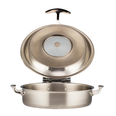 Bon Chef 60030SHL S/S Round 6 Quart Cucina Pot with Glass Lid