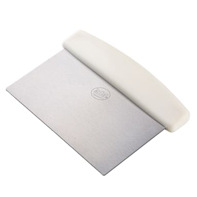 TableCraft 4103W S/S 6" x 3" Dough Scraper with White Handle