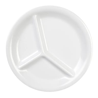 Thunder Group CR710W White Melamine 10-1/4" 3 Comp. Plate - Dozen