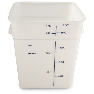 Carlisle 11965PE02 White Poly Square 18 Quart Storage Container