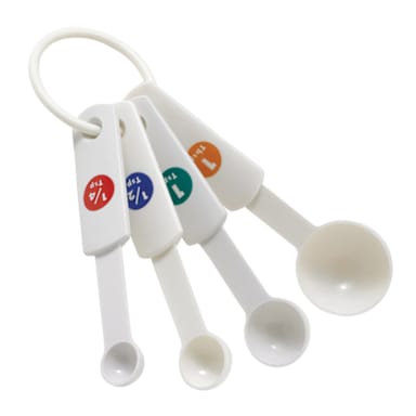 Winco MSPP-4 4-Pc. White Plastic Measuring Spoon Set