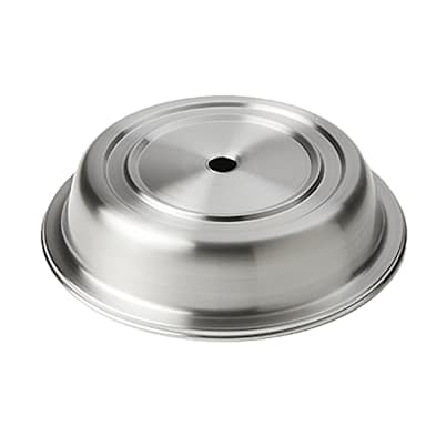American Metalcraft PC0950R Satin S/S Round Plate Cover w/ Finger Hole