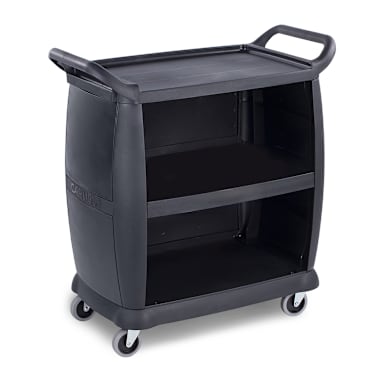 Carlisle CC2036P03 Black 18" x 36" Enclosed Bussing Cart