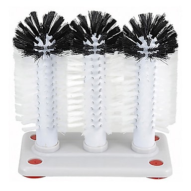 Winco GWB-3 3-Brush Manual Glass Washer with Plastic Base