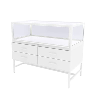 DisplayDispensary.com DDKITW White/Glass Display Case w/ Wood Drawers