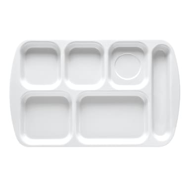 G.E.T. TR-151-W White 15.5" x 6.9" 6-Comp. Cafeteria Tray - Dozen