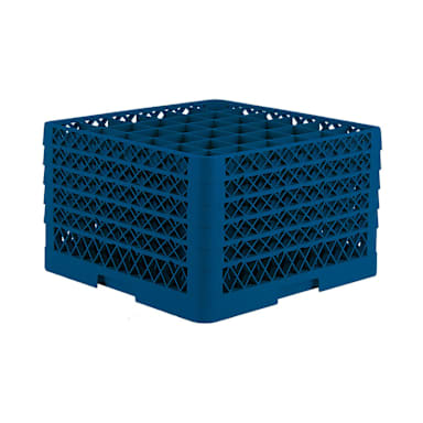 Traex TR7CCCCC-44 Blue 36-Compartment Glass Rack with 5 Extenders