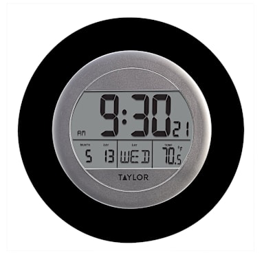 Taylor Precision 1750BK Black 9.5" Atomic Clock/Thermometer