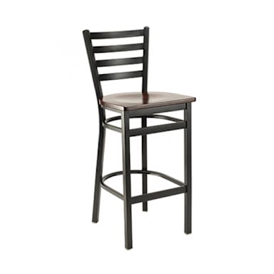G & A 613-B-PS BURGUNDY SEAT Black Frame Ladderback Barstool