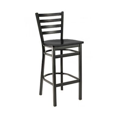 G & A 613-B-PS BLACK SEAT Black Frame Ladderback Barstool