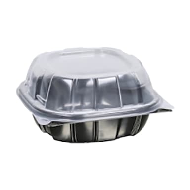 Bunzl 39540265 Black/Clear Hinged 6" x 6" x 3" Container