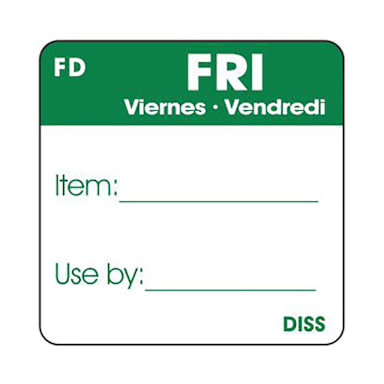 Bollin 4610165 Dissolveable 1" x 1" Friday Label