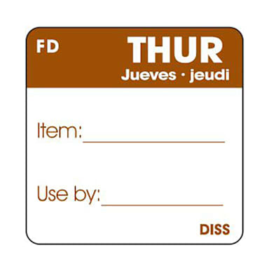 Bollin 4610164 Dissolveable 1" x 1" Thursday Label