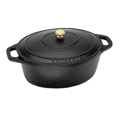 Paderno A1737033 Black Oval 6.75 Quart Dutch Oven with Lid