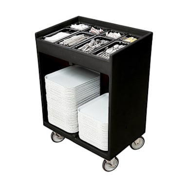 Cambro TC1418110 Black 180-200 Tray Capacity Tray & Silverware Cart