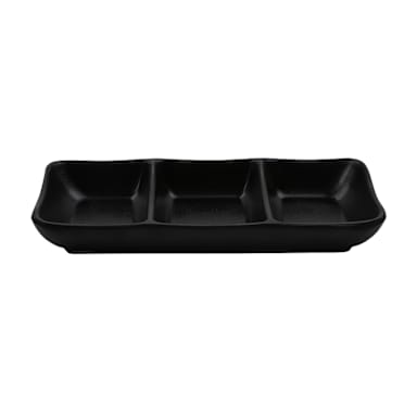 G.E.T. SD-7600-BK Nara Black 3-Compartment Dish - Dozen