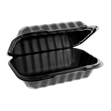 Pactiv YCNB809610000 Black Hinged 9" x 6" x 3" Container