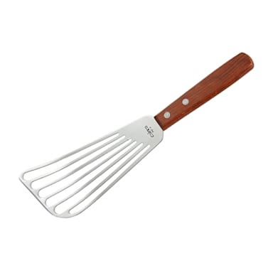 Winco FST-6 Slotted 6-3/4" x 3-1/4" Fish Spatula with Wood Handle