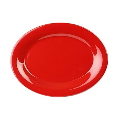 Thunder Group CR213PR Red 10.5" x 13.5" Oval Melamine Platter - Dozen