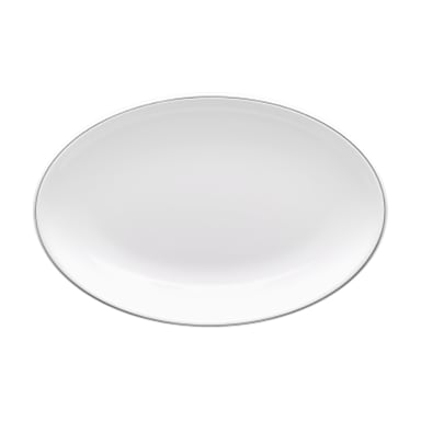 EGS D2209L-W Viva White with Black Trim 9" x 6.25" Oval Plate - 6 / CS