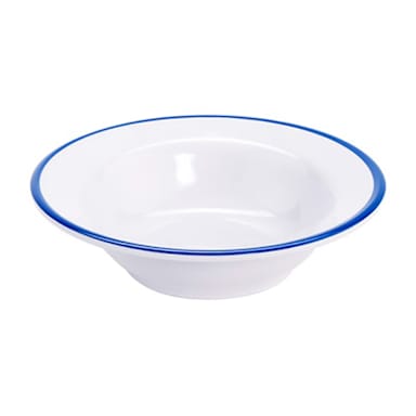 G.E.T. B-50-W/CB White with Blue Trim 4.5 Ounce Melamine Bowl - Dozen