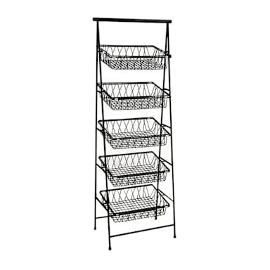 G.E.T. IR-951-BK Black 23.5" x 14" x 64" Rectangular 5-Tier Stand