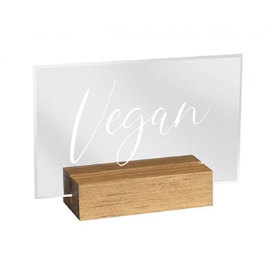 Cal-Mil 22336-5-99 Acrylic with Wood Base 3.5" x 1" x 2.5" Vegan Sign