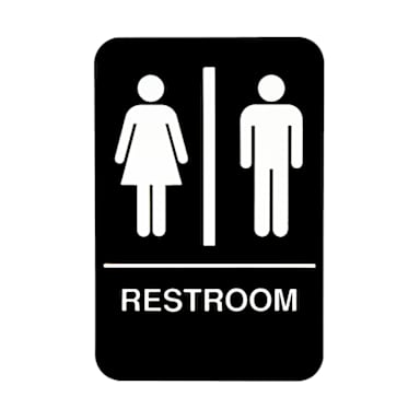 TableCraft 695633 Braille 6" x 9" Women/Men Restroom Sign