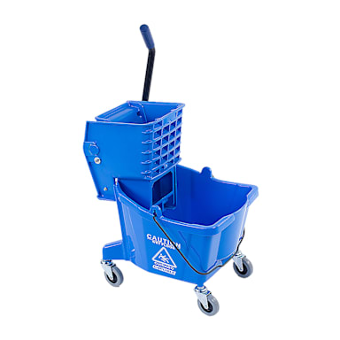 Carlisle 3690814 Blue 26 Quart Mop Bucket with Side Press Wringer