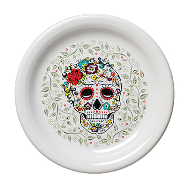 Homer Laughlin HL146141823 Sugar 6-5/8" Skull And Vine Plate