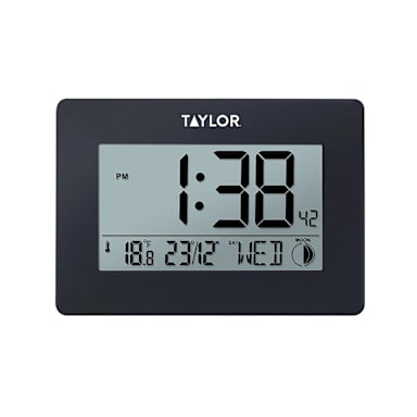 Taylor Precision 5265191 Black Digital Clock w/ Thermometer