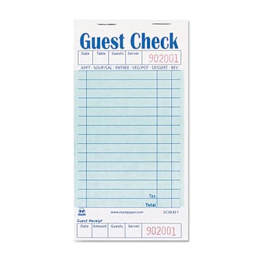 Bunzl GC-3632-1 Green 15-Line Guest Check