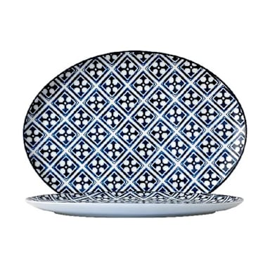 Arcoroc FK645 Candour Azure Blue/White 12.25 In Oval Platter